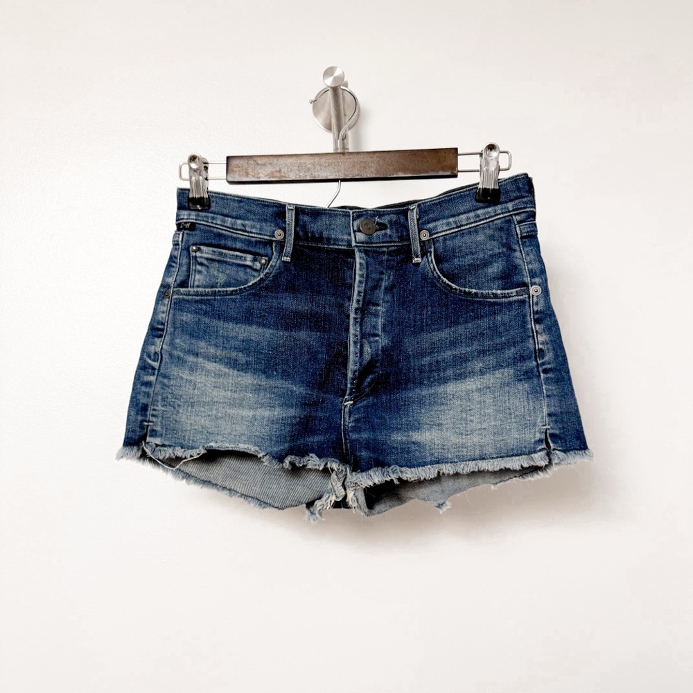 COH Citizens Of Humanity Marlow Easy Denim Frayed Hem High Waist Short 26